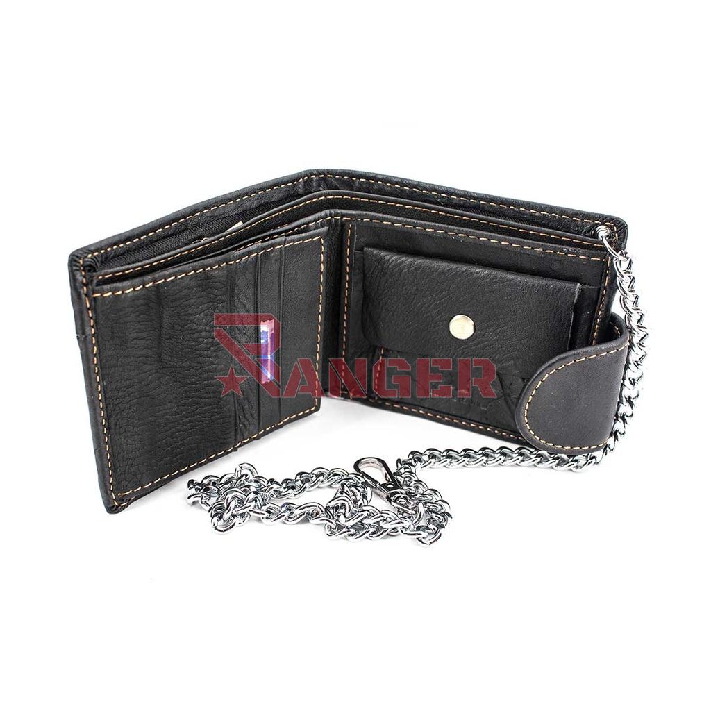 CARTERA PIEL AGUILA CADENA CREMALLERA NEGRA