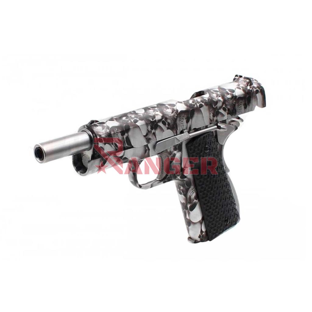 PISTOLA AW CUSTOM 1911 NE2101CALAVERAS FULL METAL NEGRA-BLANCA