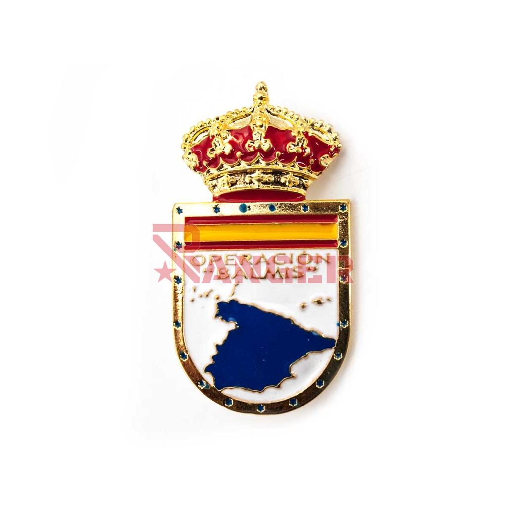 EMBLEMA METALICO OPERACION BALMIS BLANCO-DORADO