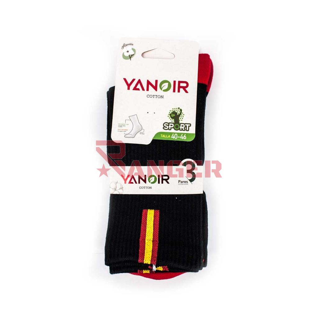 CALCETIN YANOIR BANDERA PACK 3 UND.ESPAÑA NEGRO