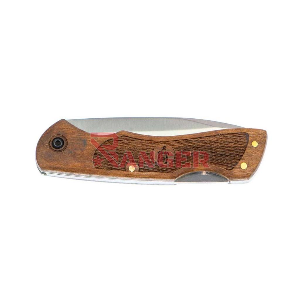 NAVAJA MUELA C/FUNDA MADERA CLARA GRABADA