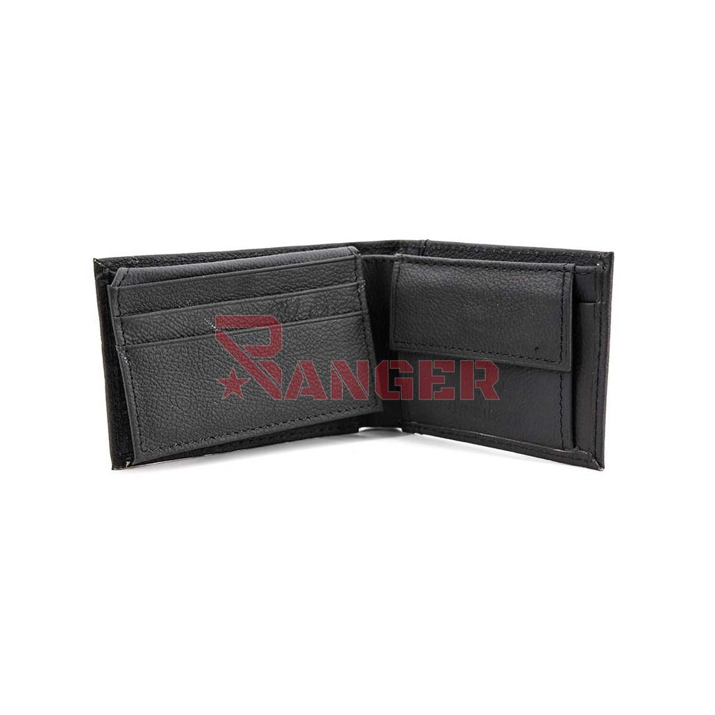 CARTERA PIEL ESCUDO METAL 7HL LATERAL NEGRA