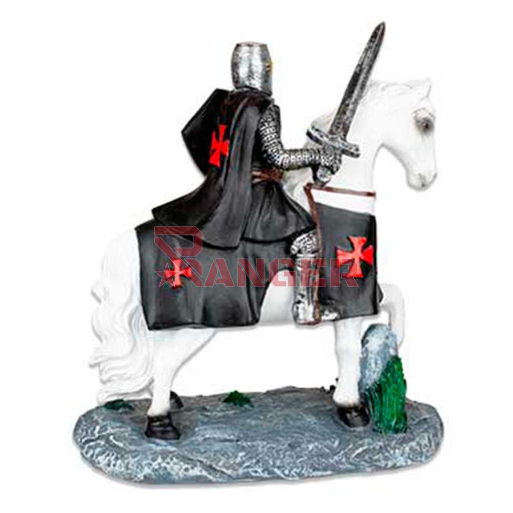 CABALLO TEMPLARIO BLANCO 12 CM ESPADA NEGRA