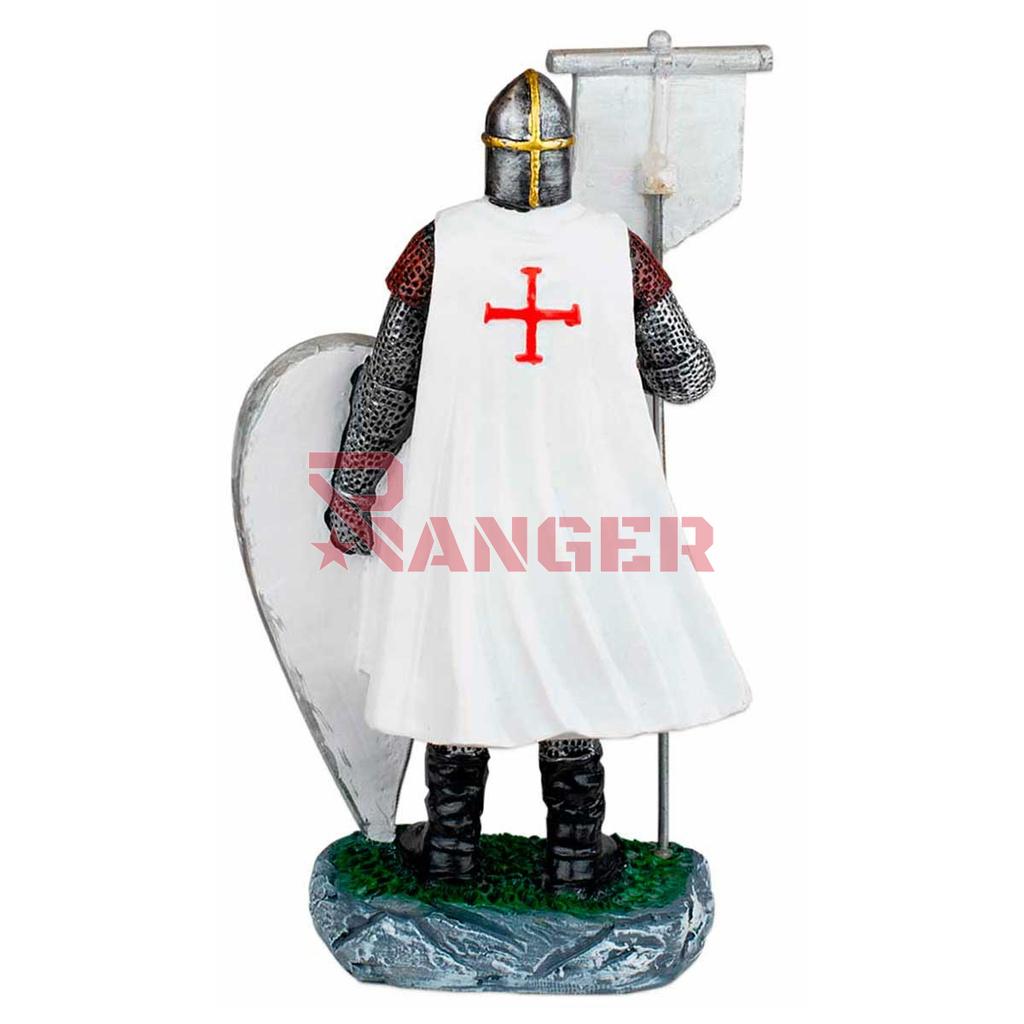 FIGURA TEMPLARI0 BANDERA Y ESCUDO 12 CM BLANCO