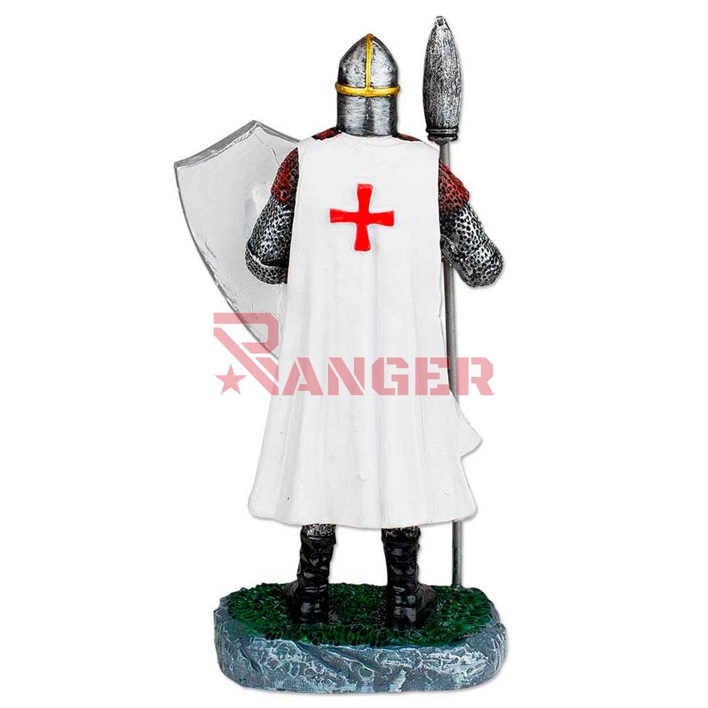 FIGURA TEMPLARI0 LANZA Y ESCUDO 8 CM BLANCO