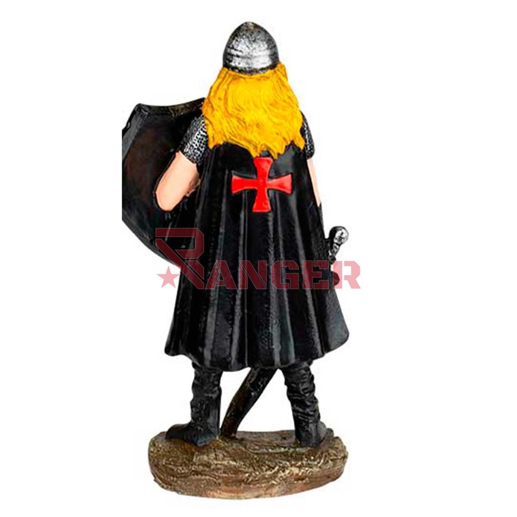FIGURA TEMPLARIA ESPADA Y ESCUDO 8 CM NEGRA