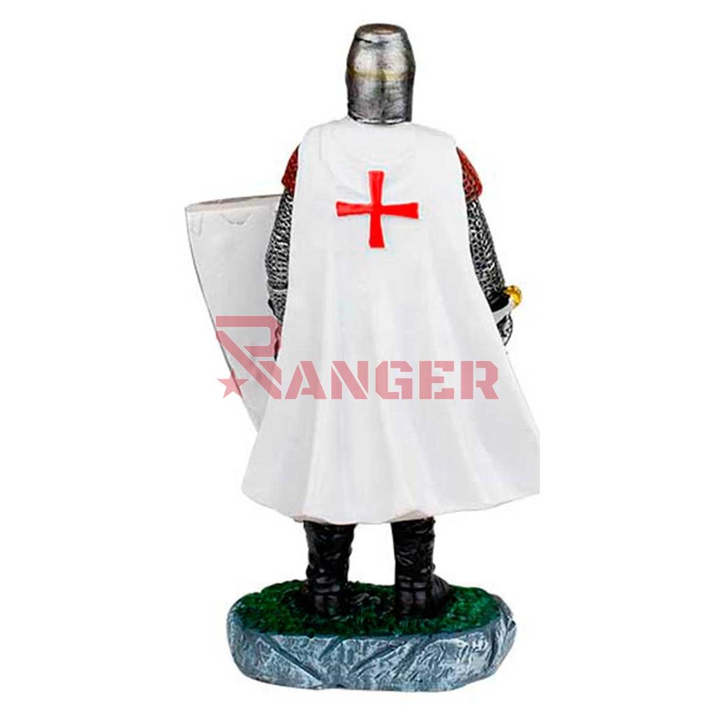 FIGURA TEMPLARIO ESPADA Y ESCUDO 30 CM BLANCO
