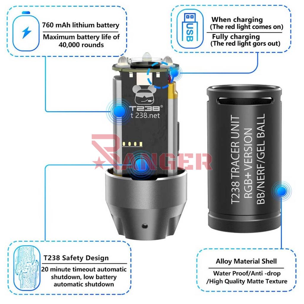 SILENCIADOR TRAZADOR T238 UNIT RGB NEGRO