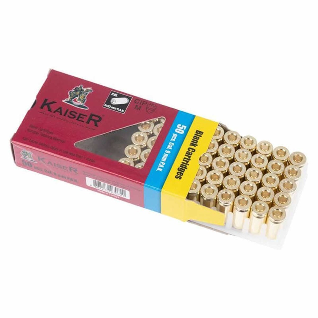 BALAS DETONADORAS FOGUEO KAISER 9MM 50PCS DORADA