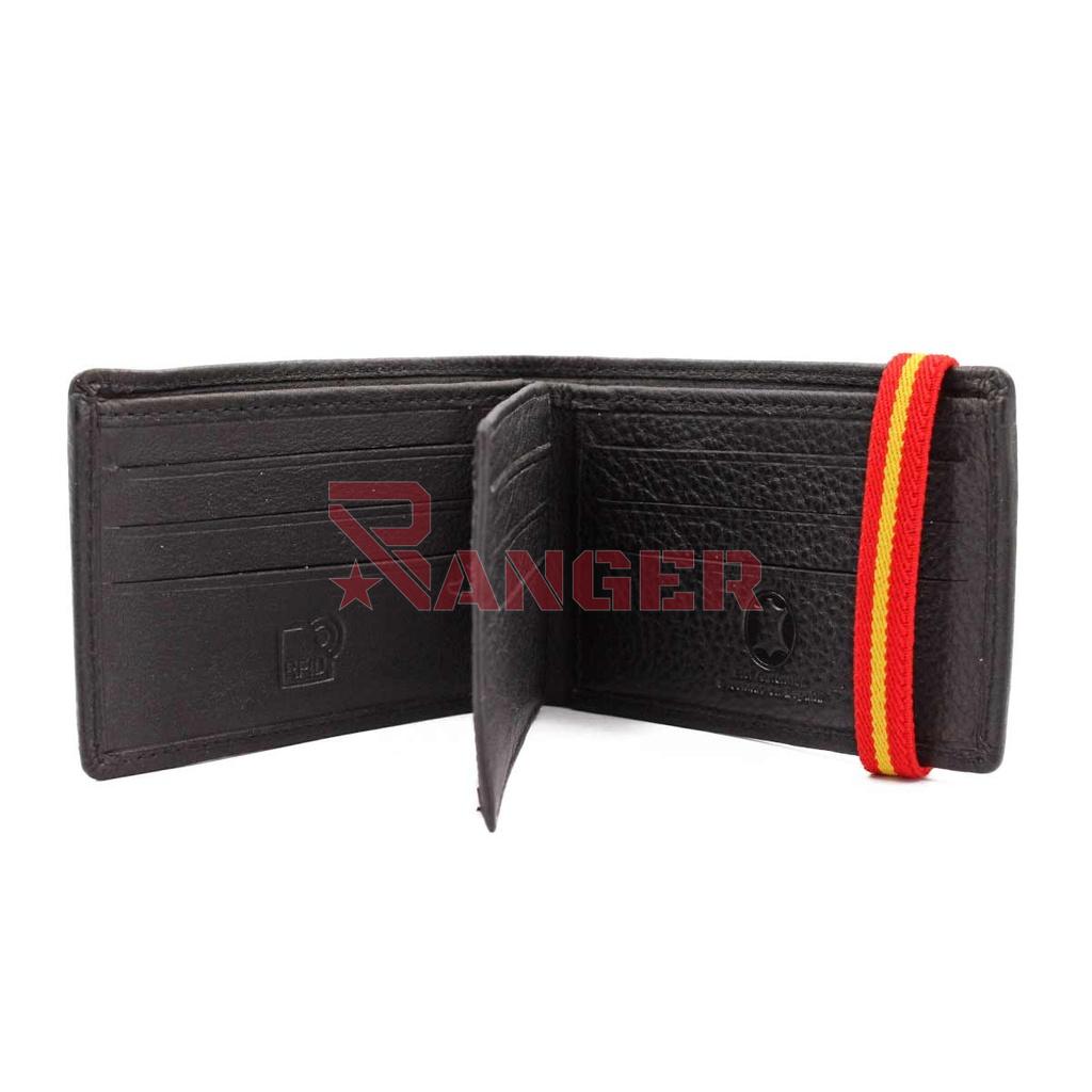 CARTERA PIEL BANDA ESPAÑA ELASTICA LATERAL NEGRA
