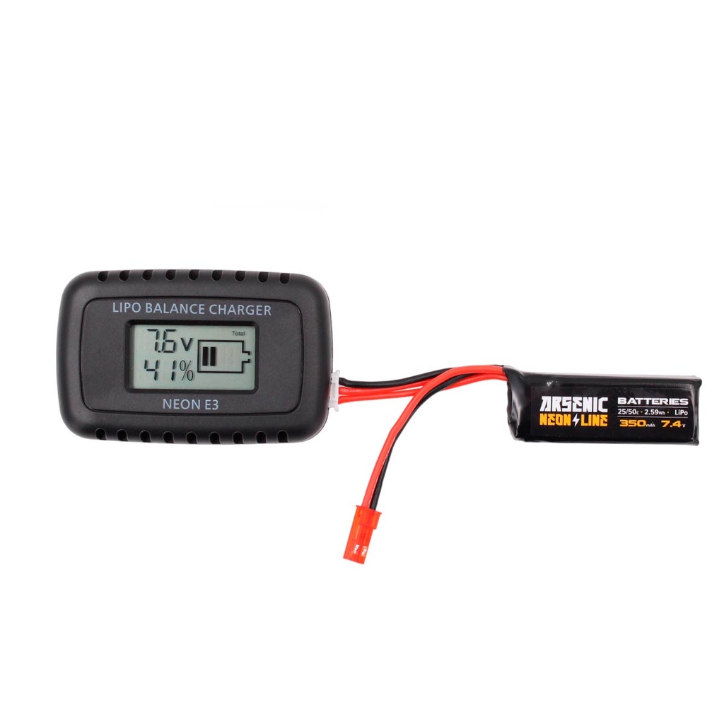 CARGADOR BATERIA BALANCEADOR ARSENIC CON COMPROBADOR NEON-E3 LIPO 7.4V/11.1V NEGRO
