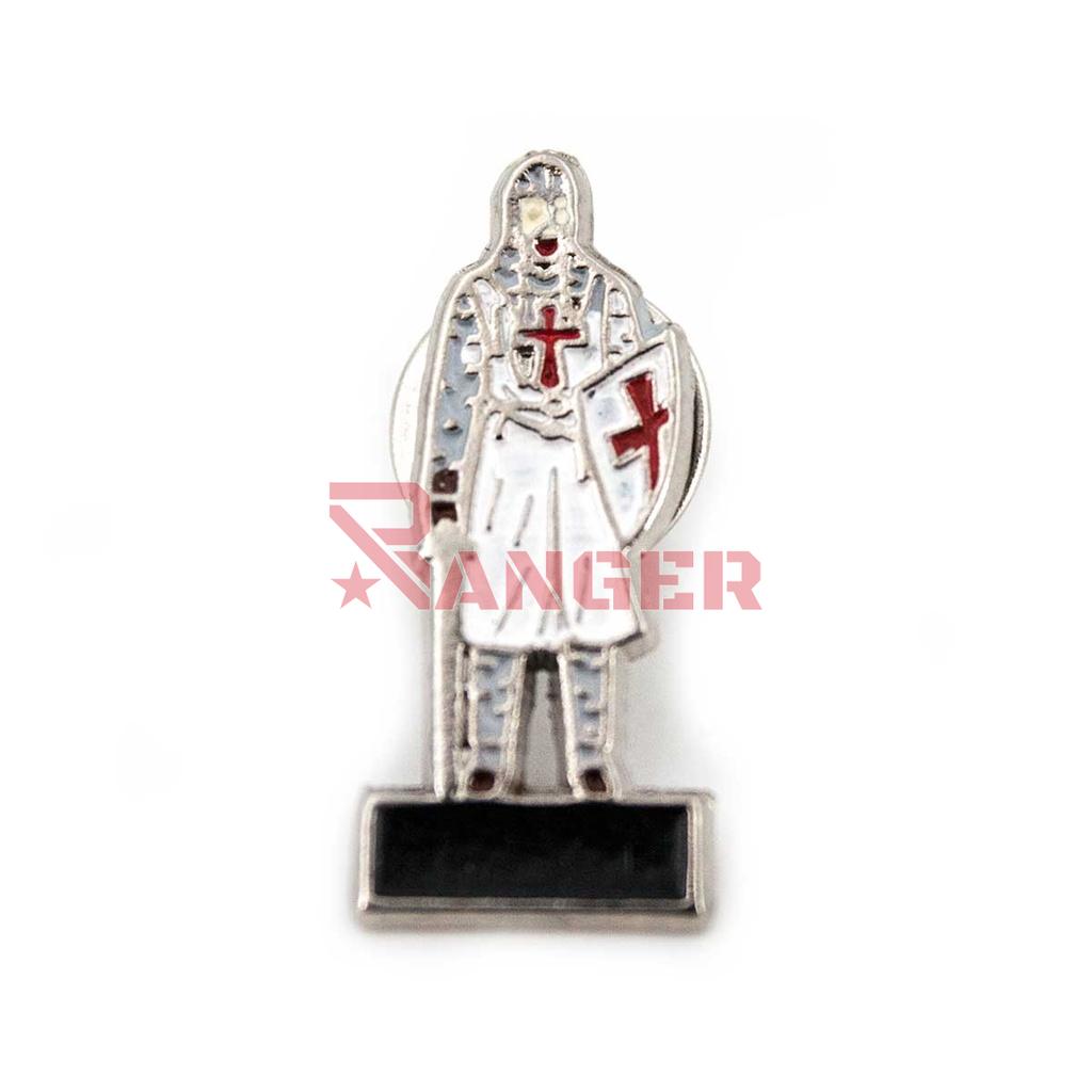 PIN CABALLERO TEMPLARIO BLANCO-PLATA-ROJO