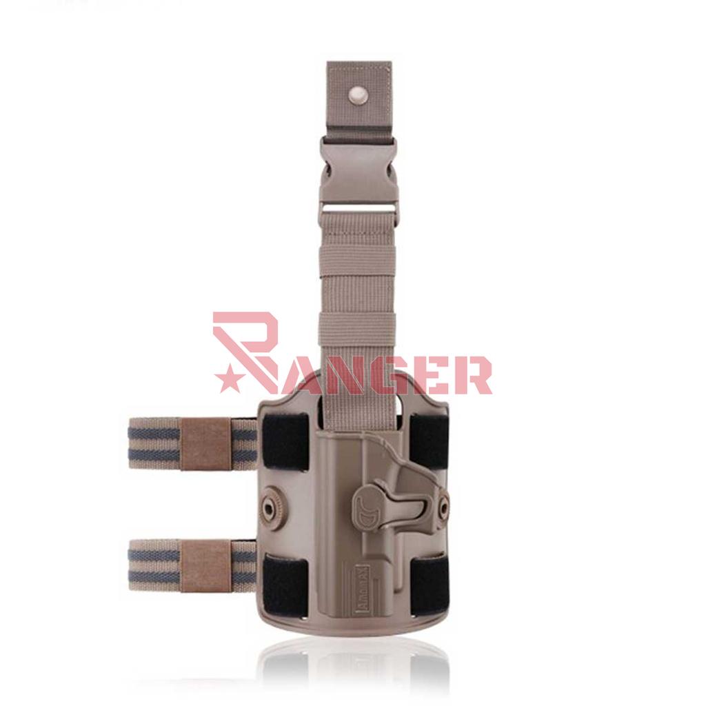 FUNDA PISTOLA RIGIDA ZURDOS AMOMAX GLOCK 19/23/32 TAN