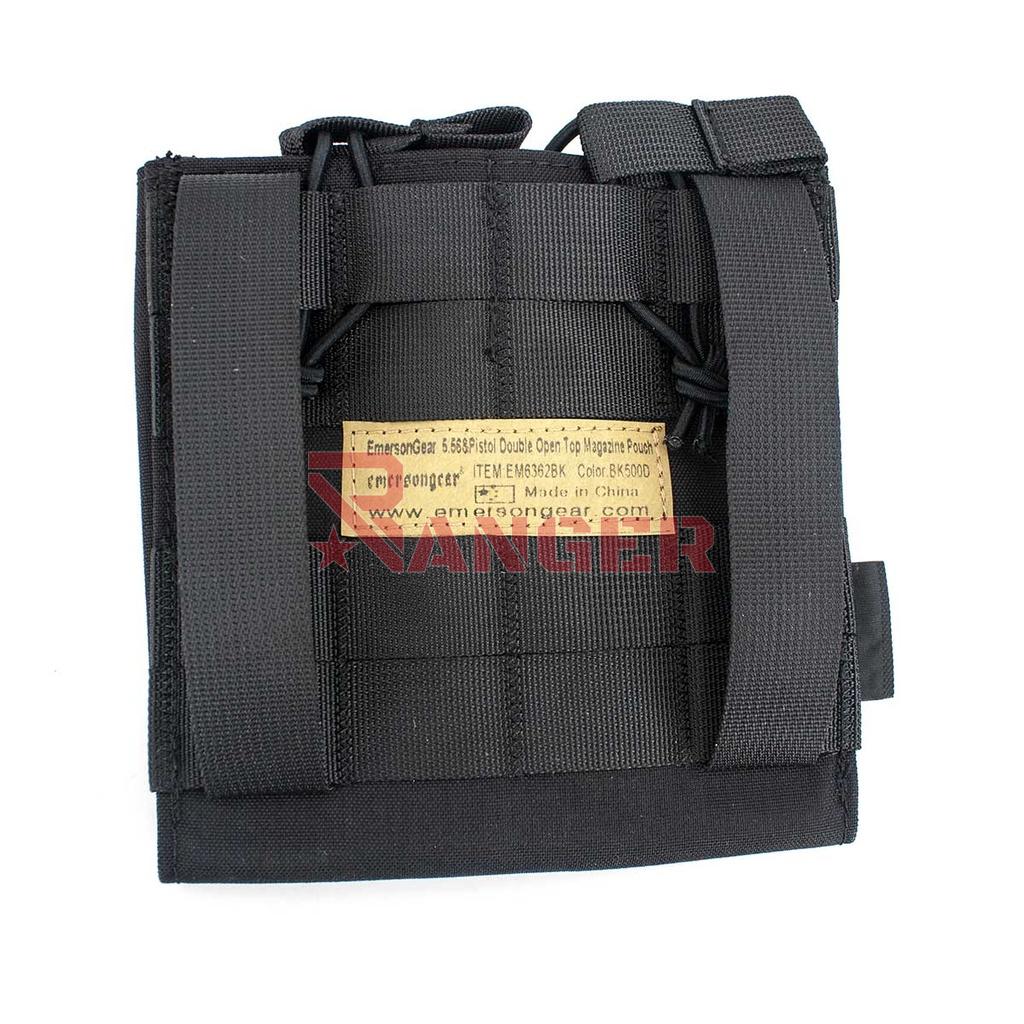POUCH CARGADOR DOBLE EMERSON 5.56&PISTOL OPEN TOP NEGRO