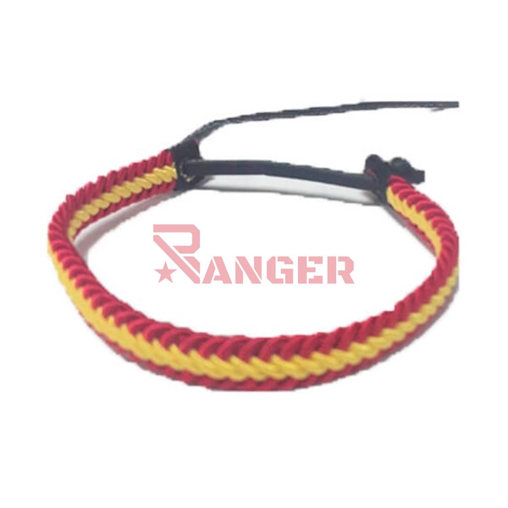 PULSERA ESPAÑA TERMINAL CUERO ROJA-AMARILLA