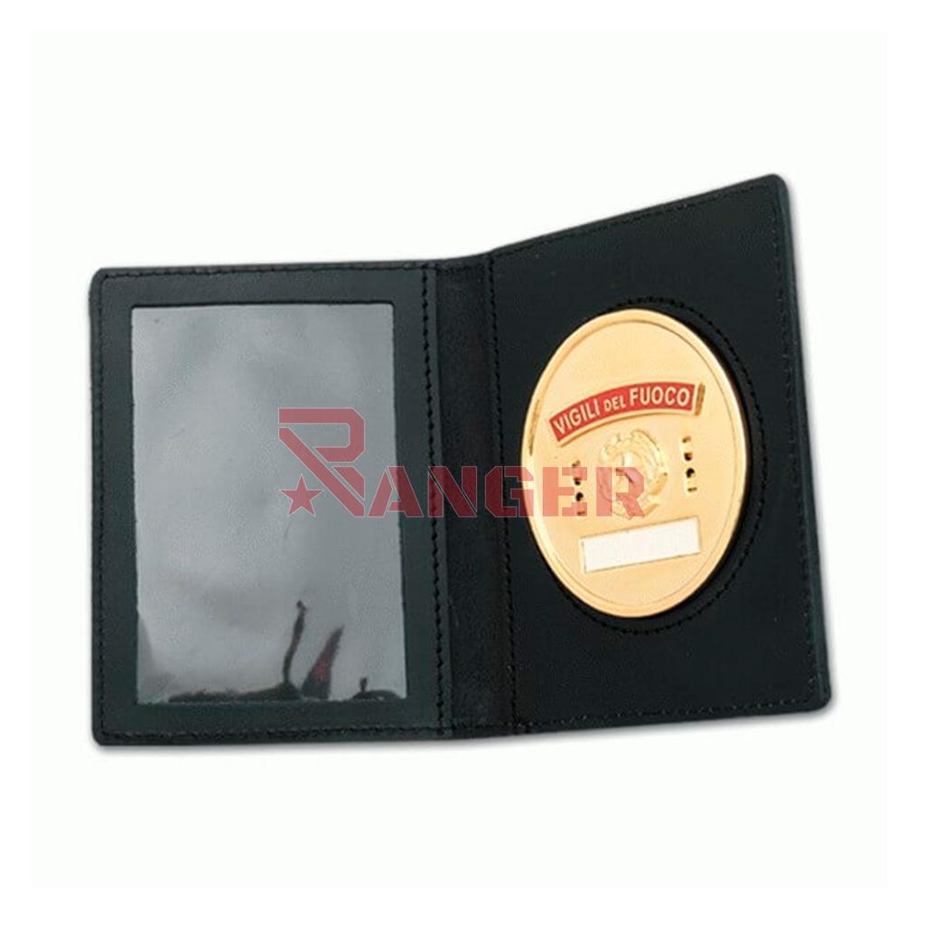 CARTERA PIEL PORTAPLACA REDONDA NEGRA