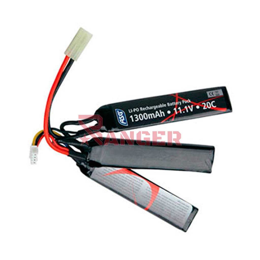 BATERIA LIPO ASG 11.1V 1300MAH 25C 3STICK NEGRA