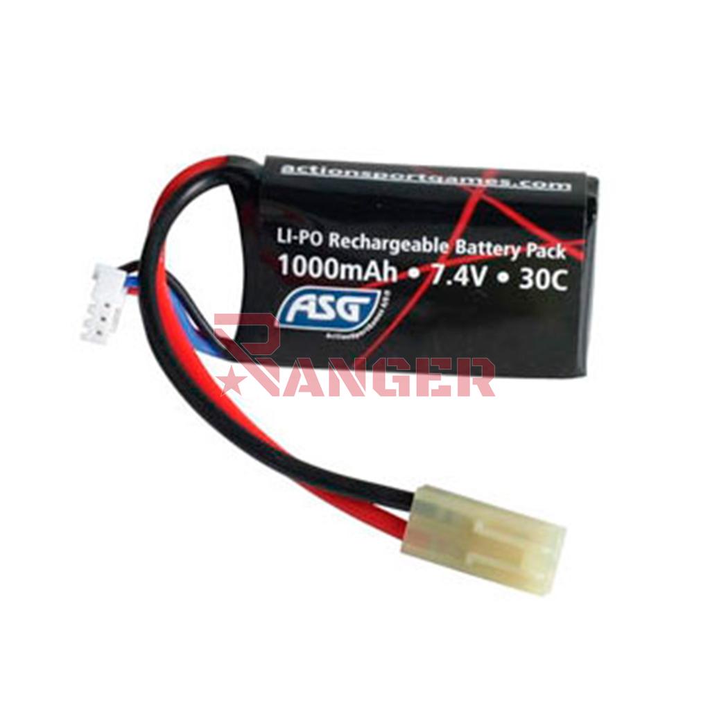 BATERIA LIPO ASG 7.4V 1000MAH 30C 1STICK NEGRA