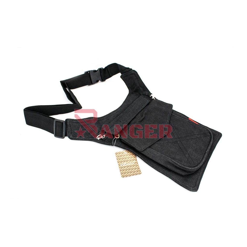 BOLSO PIERNA HONGU CANVAS COSIDOS CRUZ NEGRO