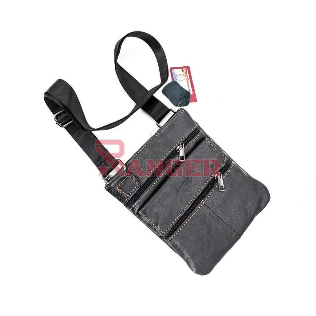 BOLSO CUERO PLANO RECTANGULAR NEGRA