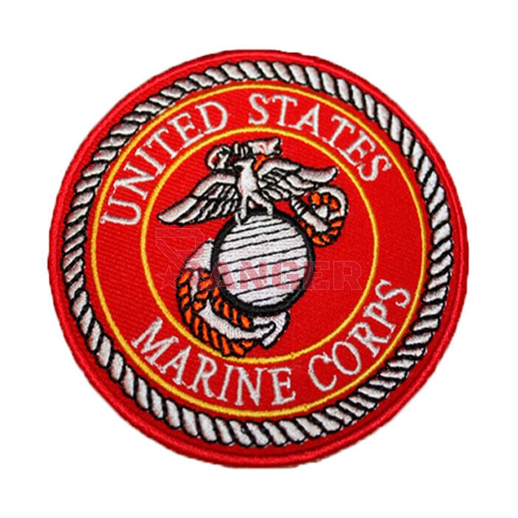 PARCHE BORDADO UNITED STATES MARINE CORPS REDONDO ROJO