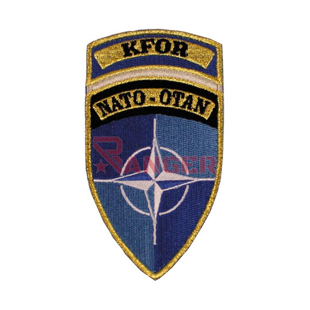 PARCHE BORDADO KFOR NATO-OTAN C/VELCRO CELESTE