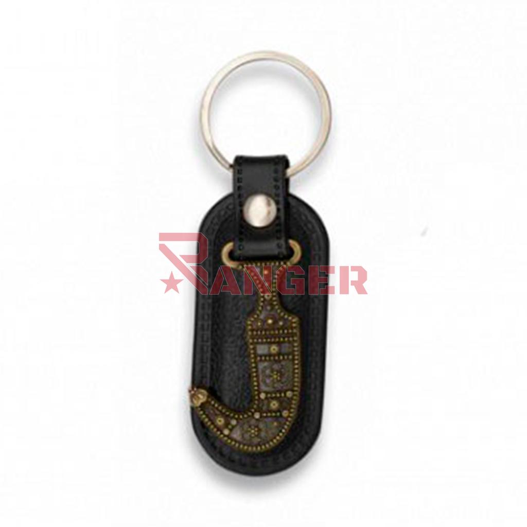 LLAVERO BARBARIC CUCHILLO ARABE CUERO DORADO