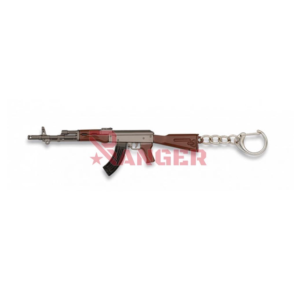 LLAVERO FUSIL AK47 MARRON-PLATA
