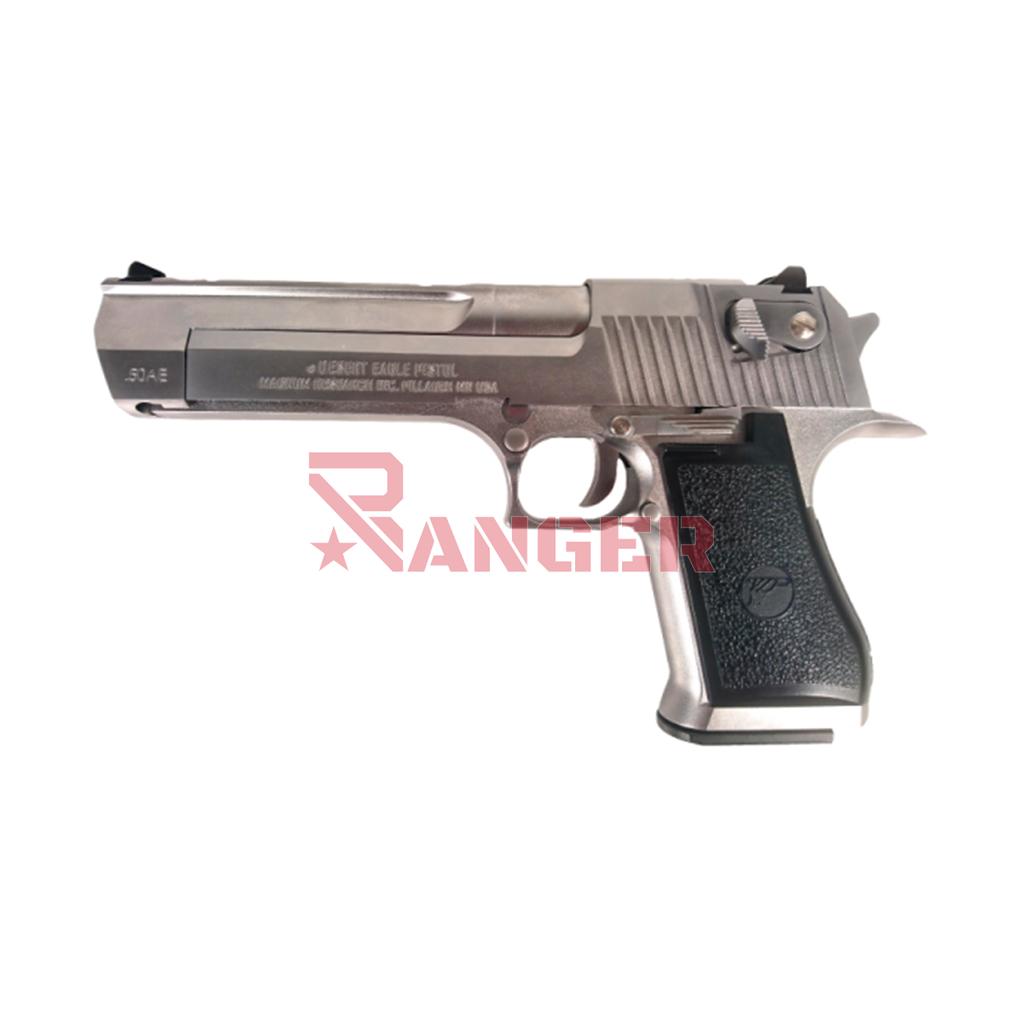 PISTOLA DESERT EAGLE 50AE GAS BLOWBACK PLATA/NEGRA
