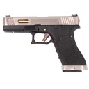 PISTOLA WE G17 CUSTOM-3 FULL METAL NEGRA-PLATA