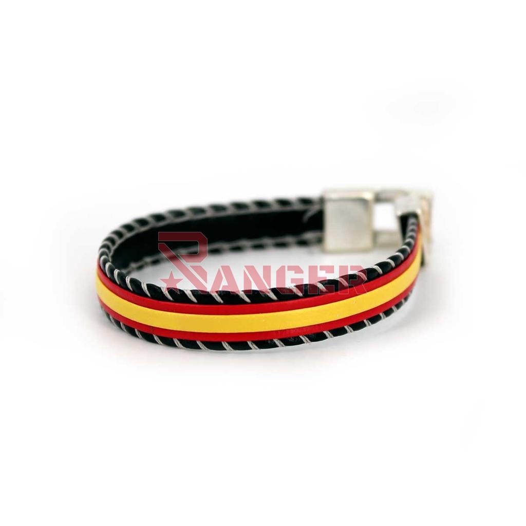 PULSERA ESPAÑA DOBLE PESPUNTES NEGRO-GRIS