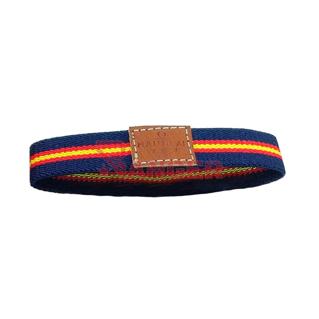 PULSERA ESPAÑA ELASTICA CUADRADO CUERO MARINO