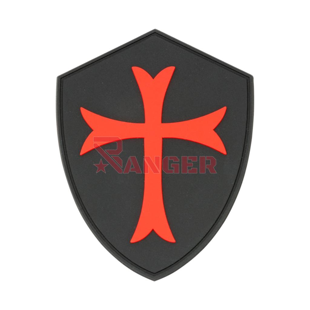 PARCHE PVC BARBARIC TEMPLARIO CRUZ NEGRO-ROJO