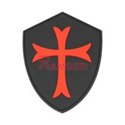 [09943] PARCHE PVC BARBARIC TEMPLARIO CRUZ NEGRO-ROJO