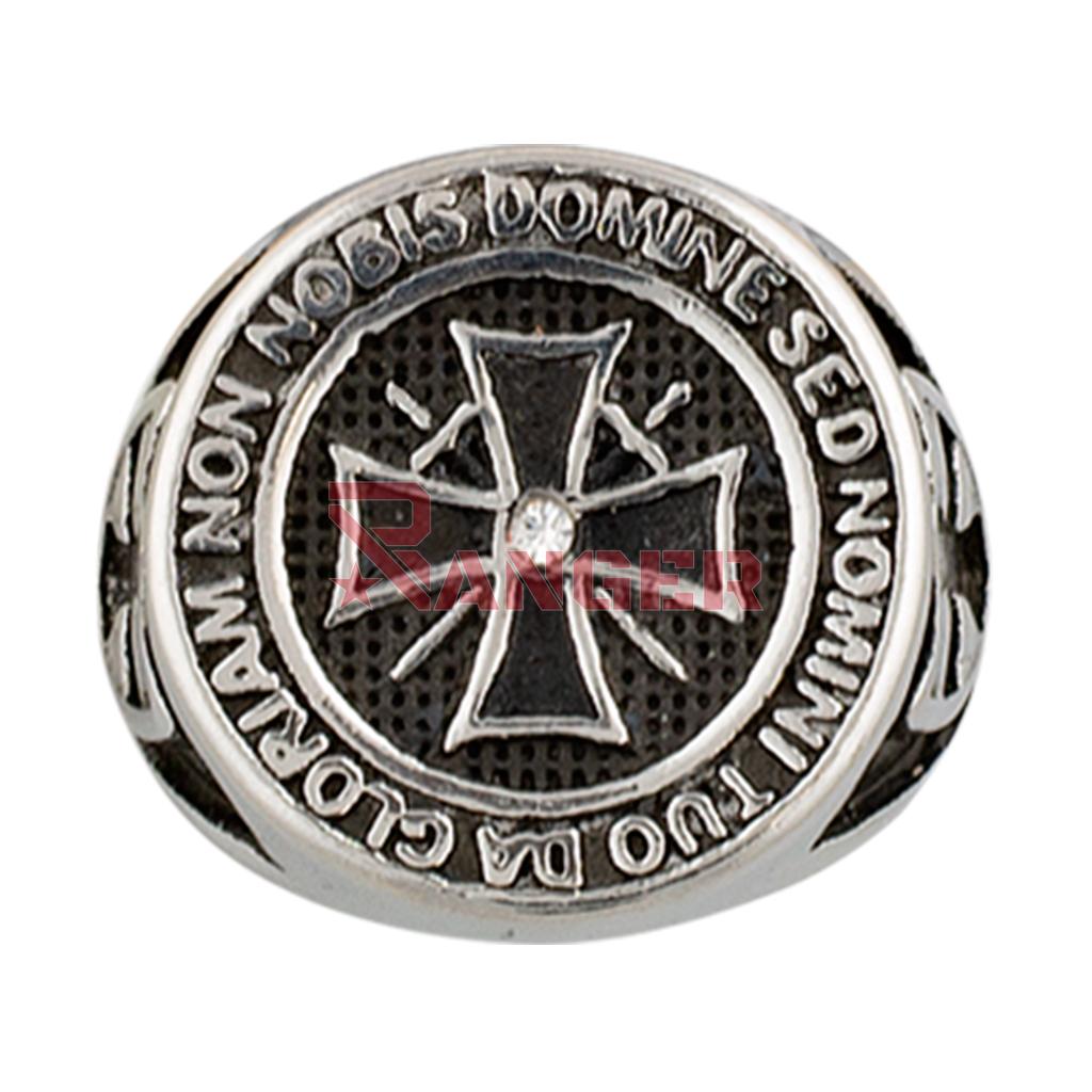 ANILLO TEMPLARIO ESCUDO PLATA-NEGRO
