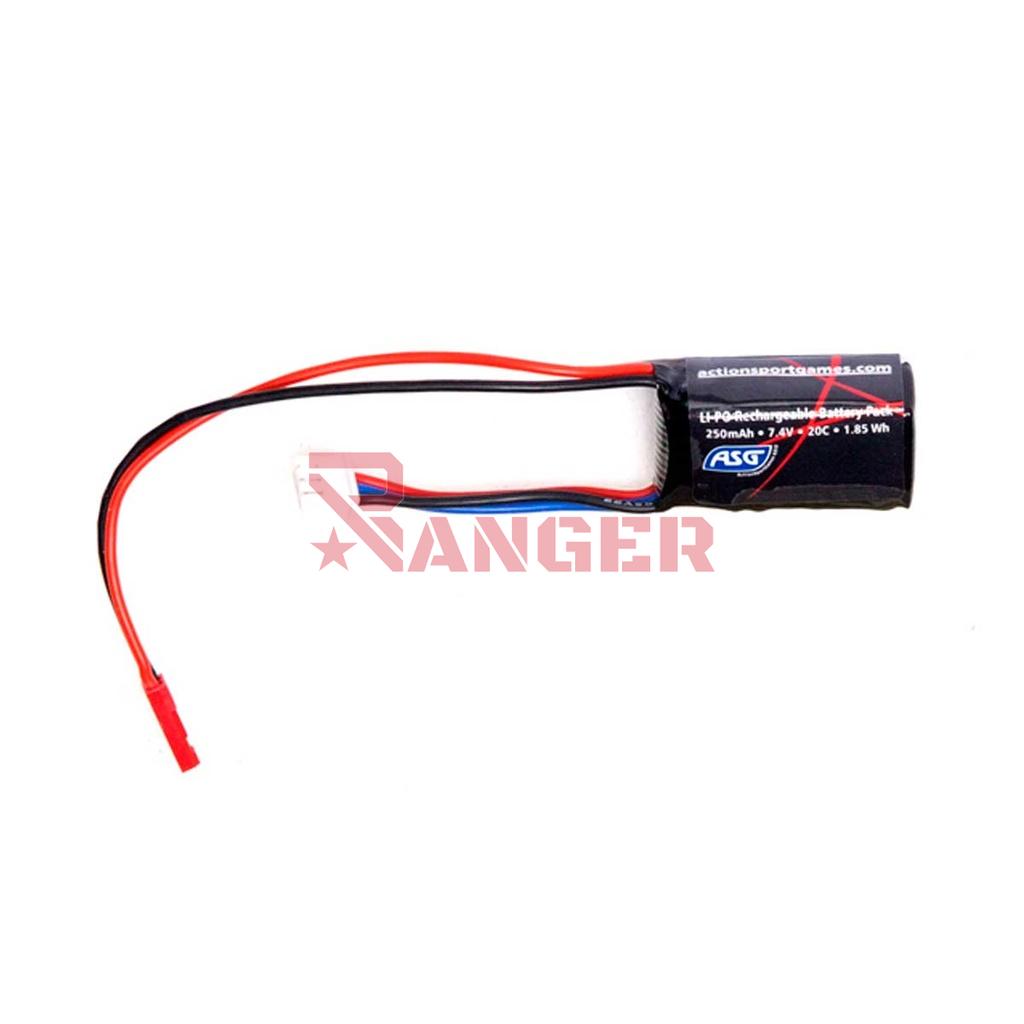 BATERIA LIPO ASG 7.4V 250MAH 20C 1STICK NEGRA