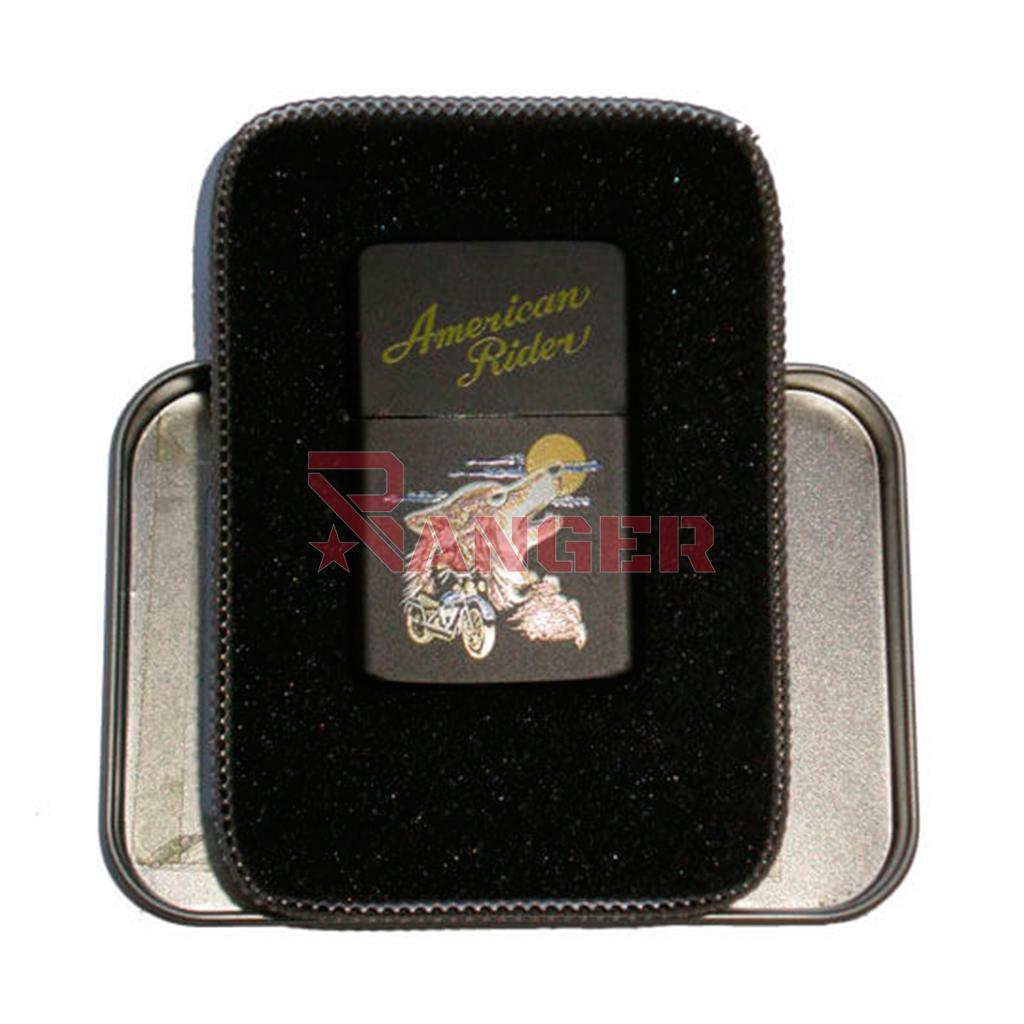 MECHERO ZIPPO LOBO MOTO AMARILLO-MARRON