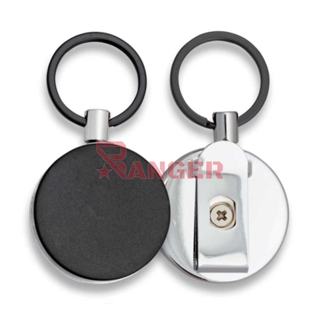 LLAVERO EXTENSIBLE METALICO NEGRO PLATA