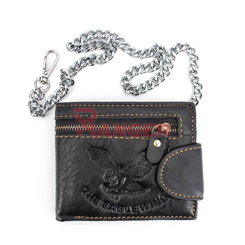 CARTERA PIEL AGUILA CADENA CREMALLERA NEGRA