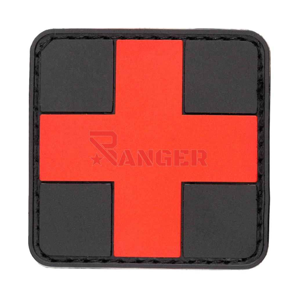 PARCHE PVC MEDICO PEQUEÑO 2.5 X 2.5 NEGRO-ROJO