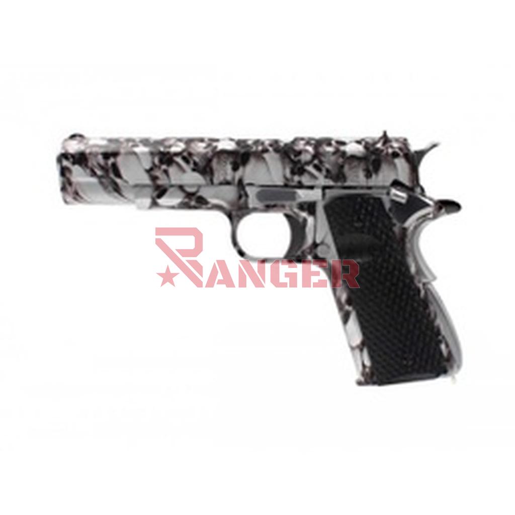 PISTOLA AW CUSTOM 1911 NE2101CALAVERAS FULL METAL NEGRA-BLANCA