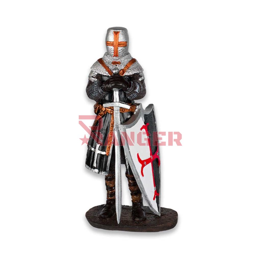 FIGURA RESINA TEMPLARIO ESCUDO/ESPADA GRIS-ROJA
