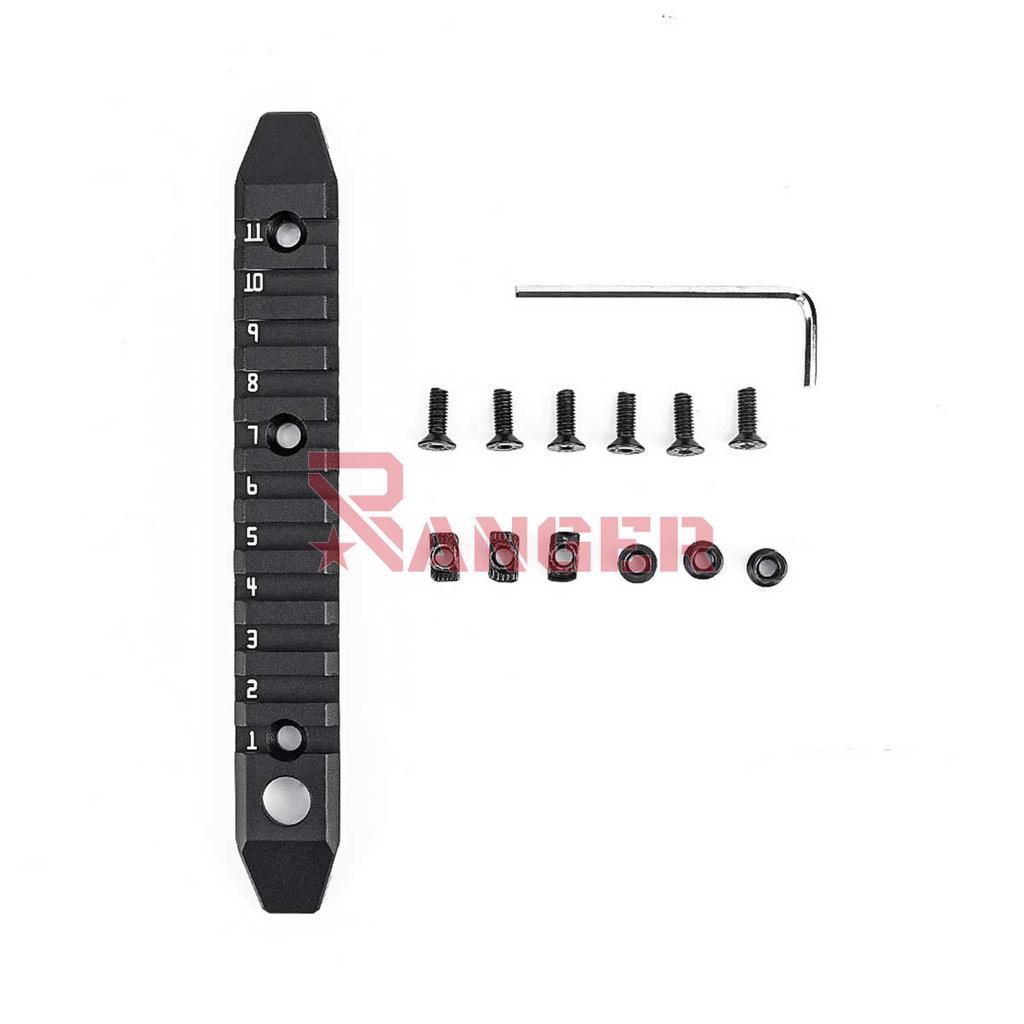 RAIL METAL 11 HUECOS ENGANCHE M/KEYMOD ALUMINIO NEGRO