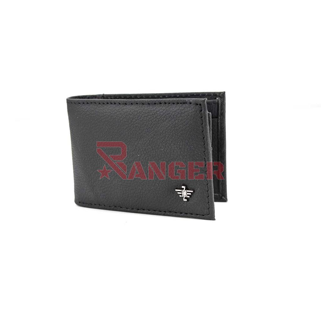 CARTERA PIEL ESCUDO METAL 7HL LATERAL NEGRA