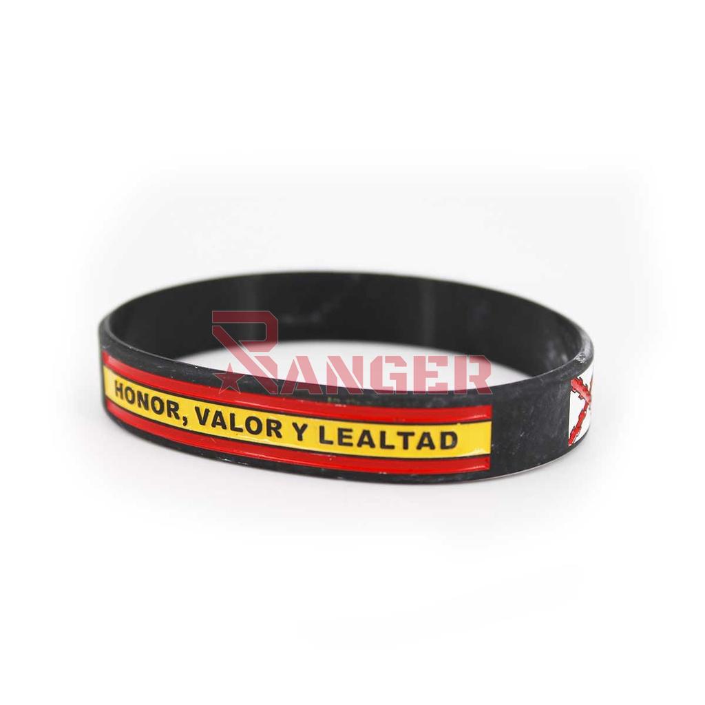 PULSERA GOMA BORGOÑA HONOR NEGRA