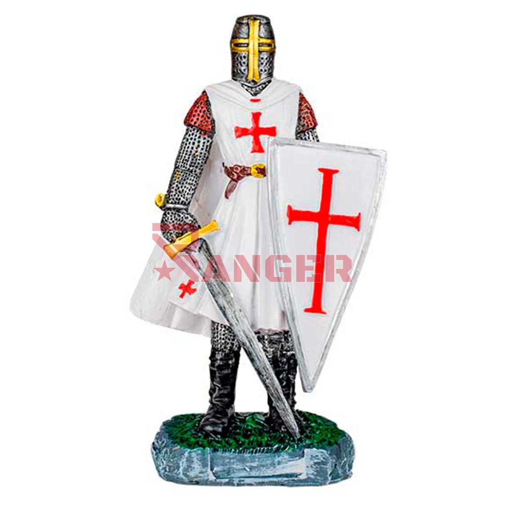 FIGURA TEMPLARIO ESPADA Y ESCUDO 30 CM BLANCO
