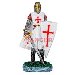 [39540] FIGURA TEMPLARIO ESPADA Y ESCUDO 30 CM BLANCO