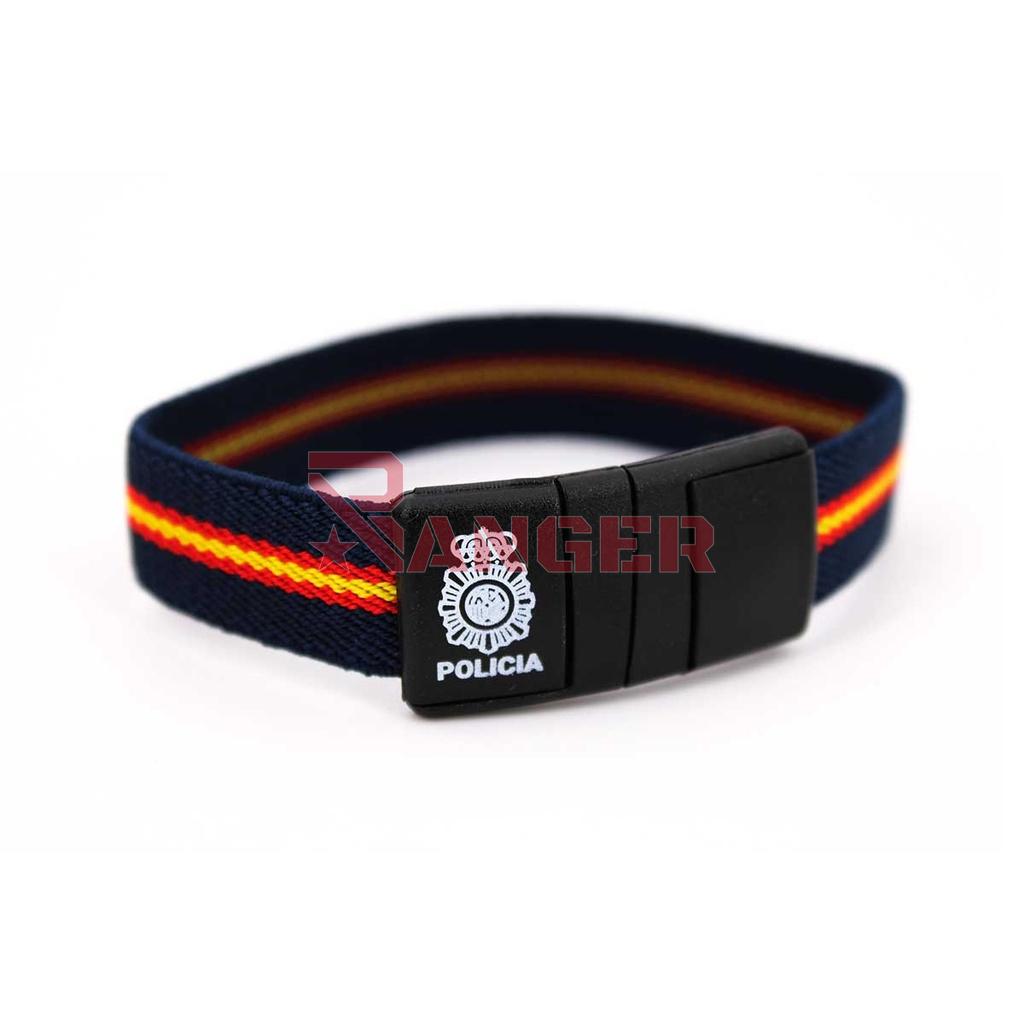 PULSERA ELASTICA CIERRE PVC POLICIA NACIONAL AZUL
