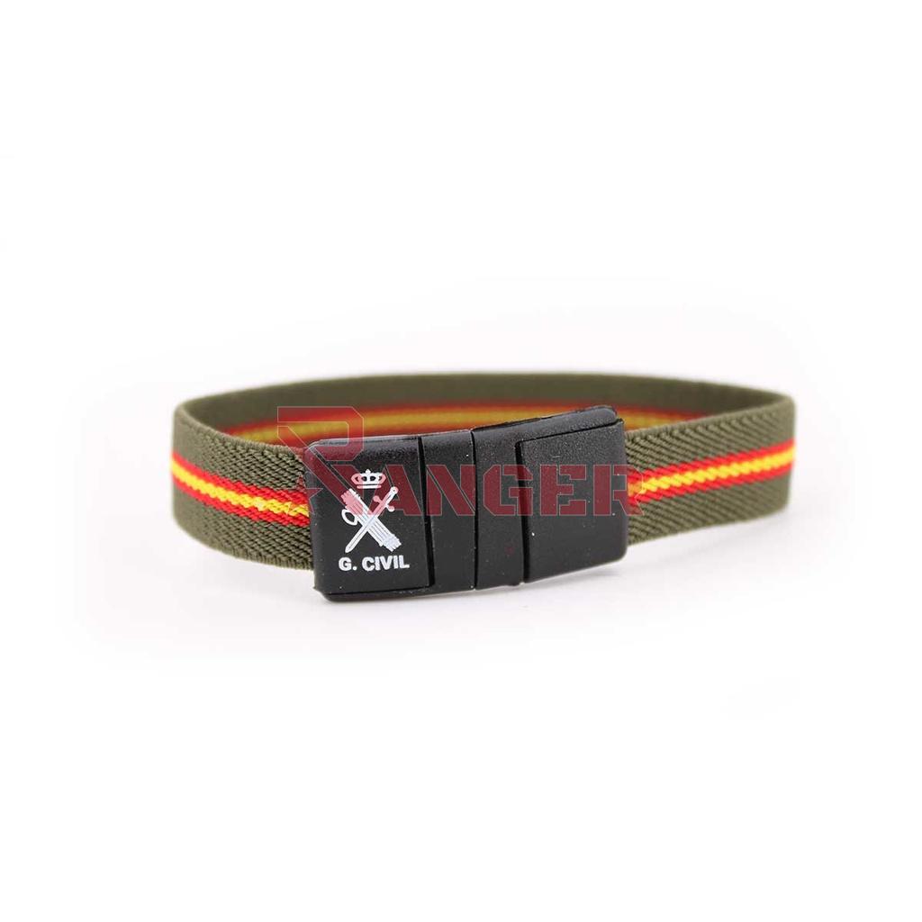 PULSERA ELASTICA GUARDIA CIVIL CIERRE PVC VERDE
