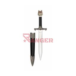 [32393] DAGA JUEGO TRONOS LOBO C/FUNDA 16.7 CM PLATA-NEGRA